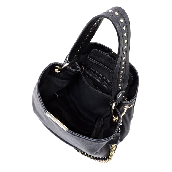 BLACK BOSS LADY VEGAN LEATHER HOBO BAG - Picture 7 of 7